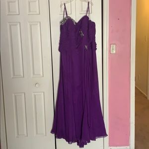 Royal purple floor length prom dress